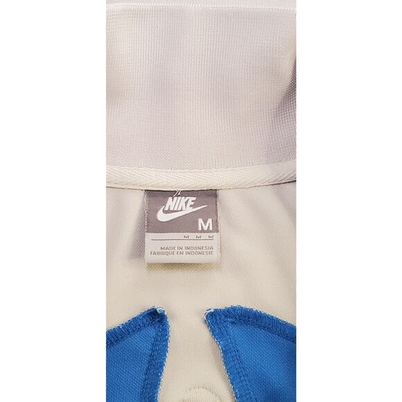 Nike Sz M Mens Weight Full Zip Whit Jacket With Blue Stripe Ca15 - Picture 6 of 9